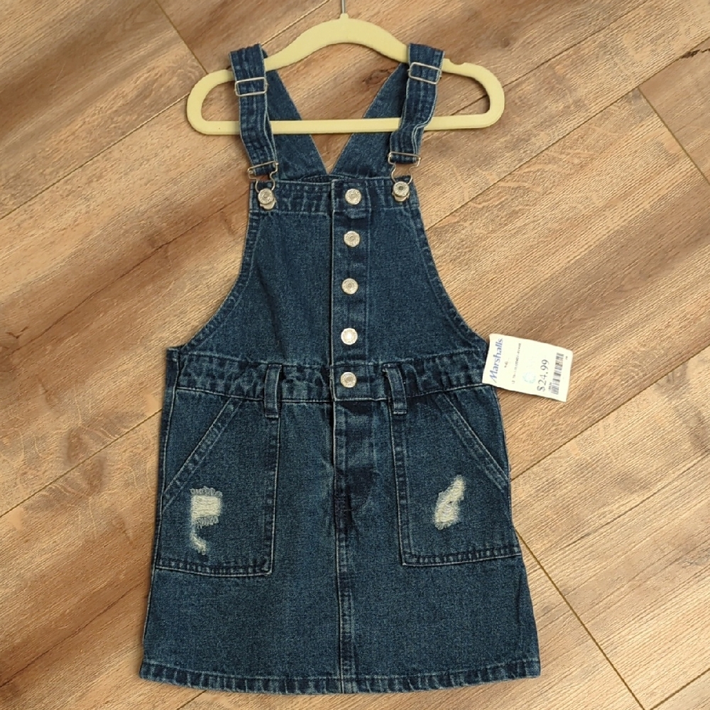 NWT Jessica Simpson Toddler Denim Overall Dress, 5T